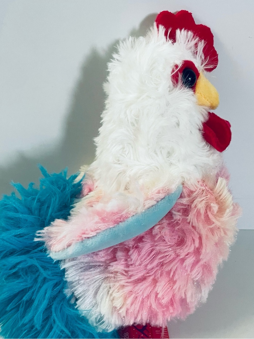 Shaggy the rooster Plush- White with Blue Tail